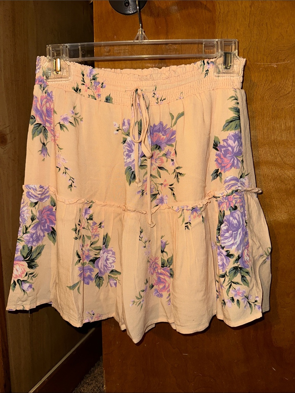 American Eagle Outfitters Peach Mini Skirt with Lavender Floral Print
